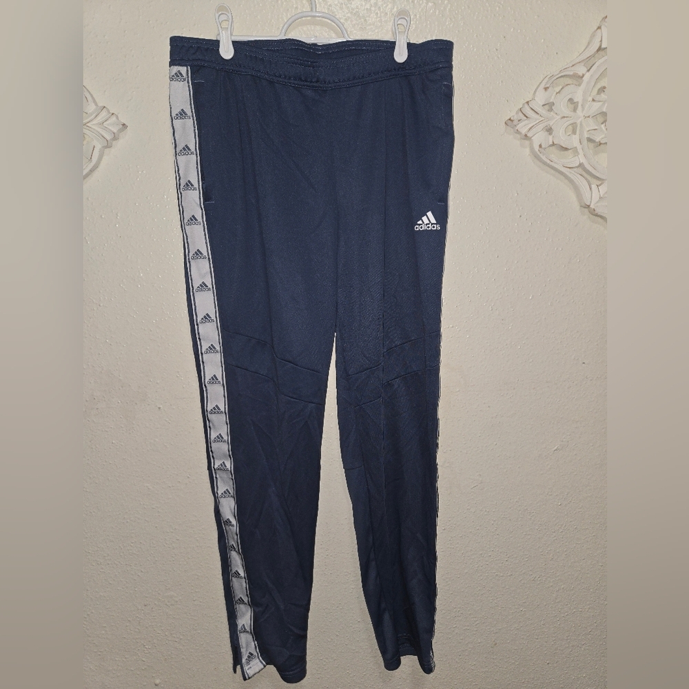 Women’s Adidas ClimaCool Gray/Blue Track Skinny Pants XL Zip Bottoms & Pockets